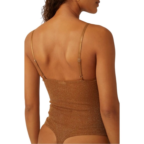 Free People Night Rhythm Corset Bodysuit Bronze Size Medium NWT - Picture 6 of 13